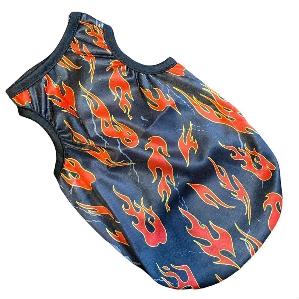 🎈Red Flame Biker Dog Tank Shirt
